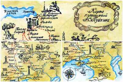 Карта путешествий Пушкина