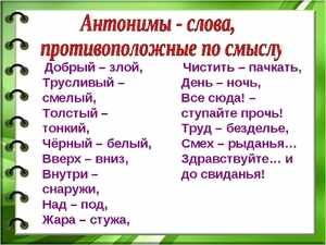 Примеры слов-антонимов в русском языке, антонимические пары в литературе