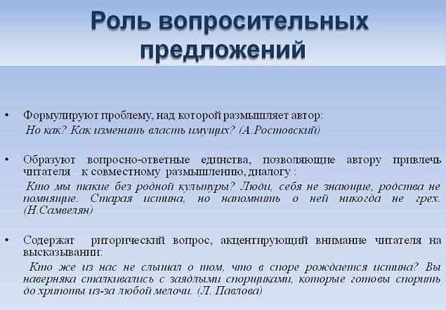 Вопросительные предложения в русском языке. Примеры